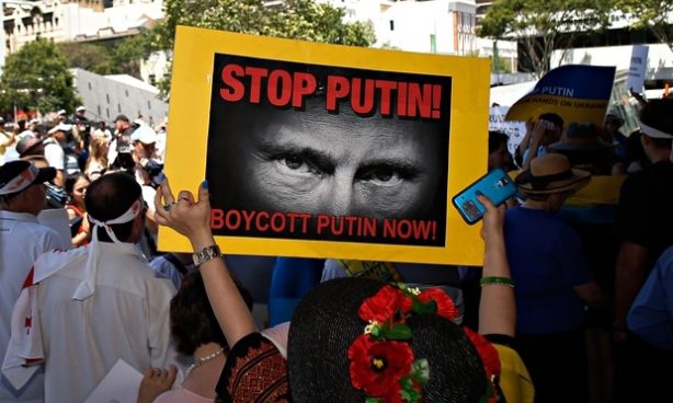 Anti-Putin protests in Brisbane, Australia